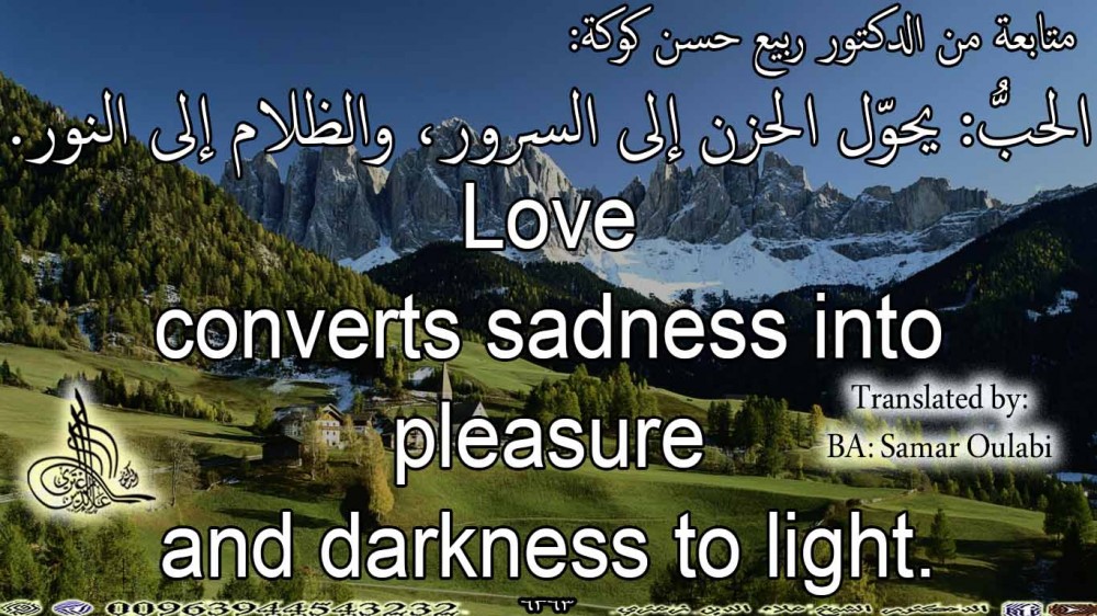 22)	Love  converts sadness into pleasure  and darkness to light.